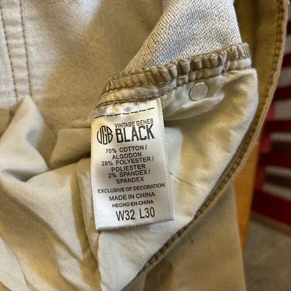 Men's Vintage Genes Black  Slim Fit Tan Jeans 32"Wx30"L - Picture 7 of 9